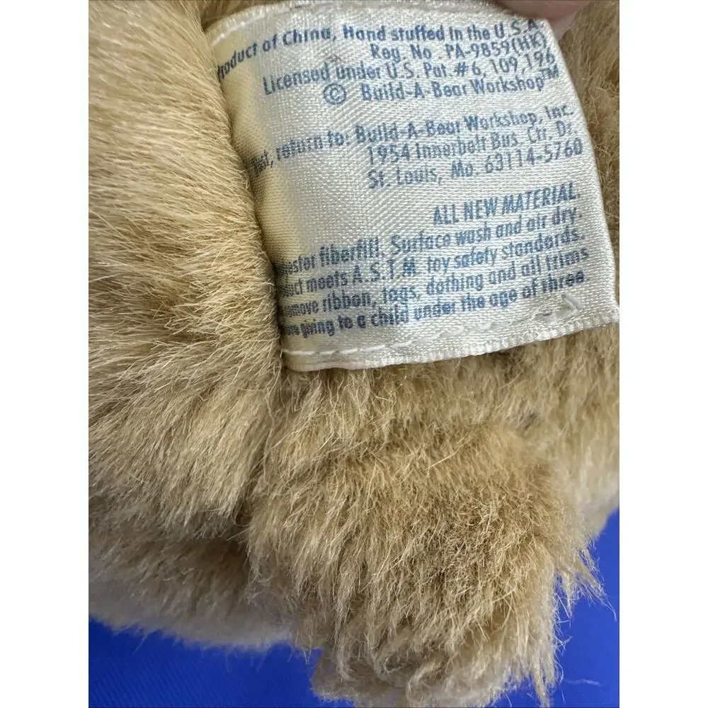 VTG 90s Build a Bear Beige Tan 14” Bear Plush with Pink Black Sequin Dress Shoes